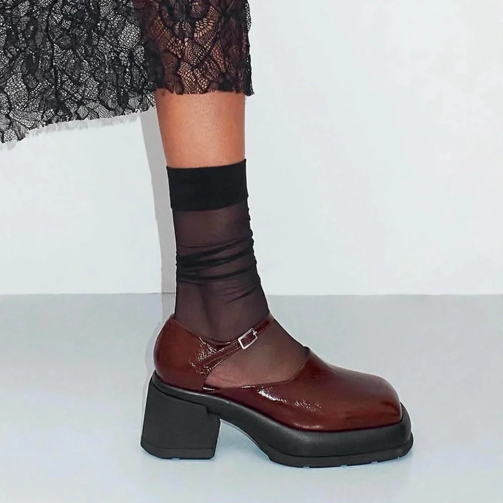 Miista E8 Coral Mary Janes in Burgundy / New Brown - Picture 3 of 10